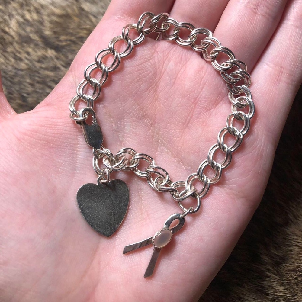 Sterling silver signed breast cancer awareness bracelet